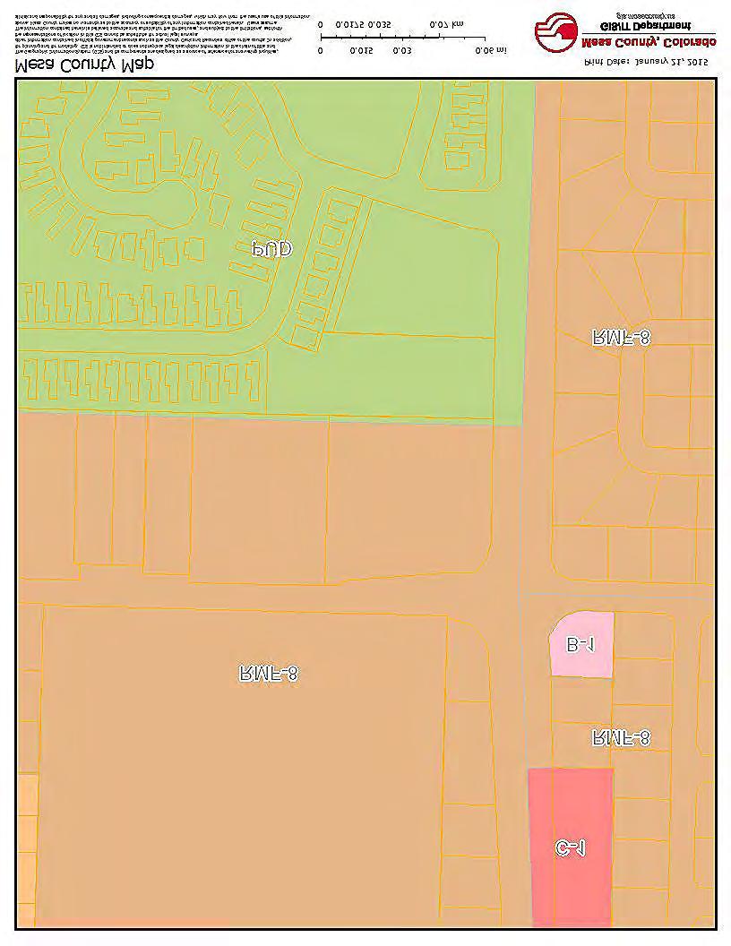 LAND USE ZONING According to the Mesa County Land Use Zoning Map, the subject property is zoned: RMF-8.
