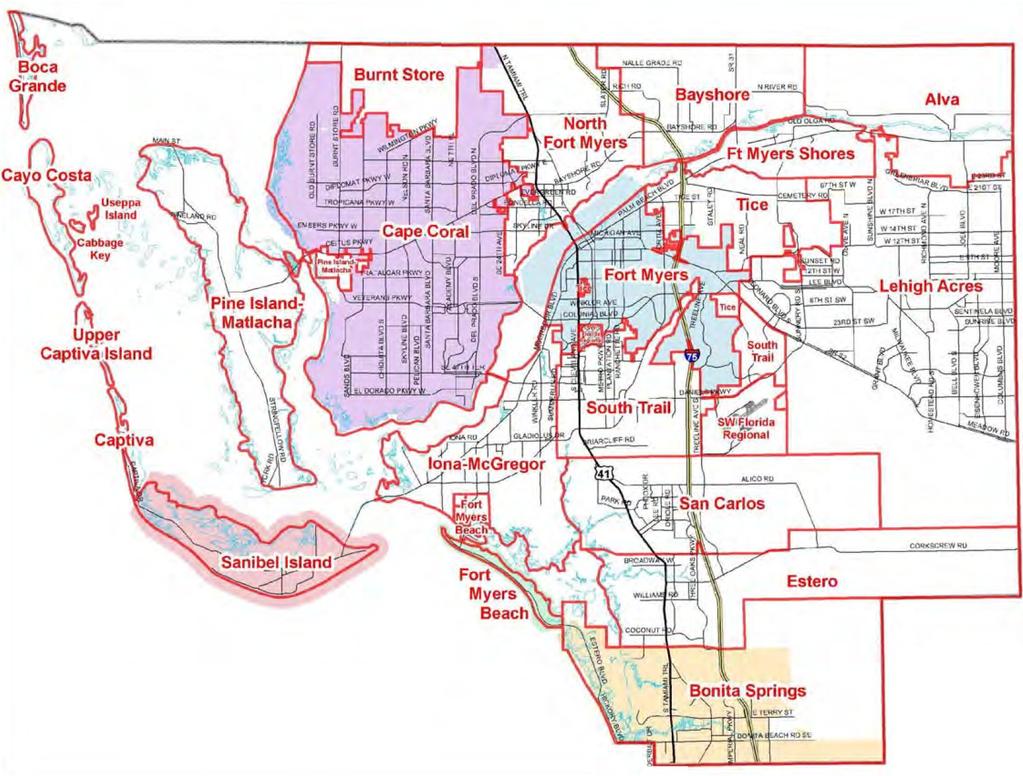 Fire Rescue Upper Captiva Fire Protection and Rescue Service District The geographic boundaries of the fire rescue districts are illustrated in Figure 3.
