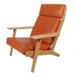 Armchair with frame in solid oak, upholstered in blue wool, Designed in 1951 Hans J. Wegner.