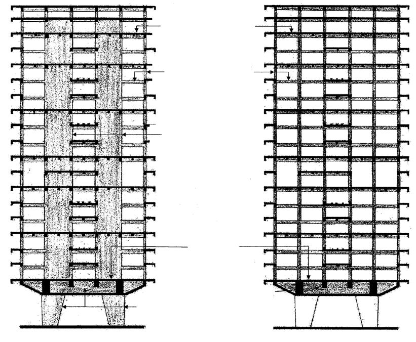 Journal of Architecture and Urbanism, 2015, 39(2): 103 115 107 The main structure, built on a basic 4.19 m 4.19 m grid, became reinforced concrete.