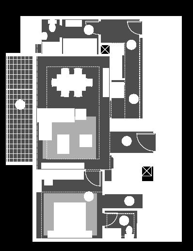 NOTE: THE APTS OF 1 ROOM ARE LOCATED ON THE 2ND LEVEL, EXISTING 1 PER TOWER, OVERLOOKING THE PRIVATE