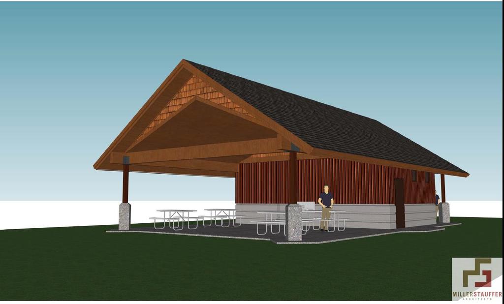 If the board concurs with this approach, the bathroom building would go out as a separate bid this fall. Dick Stauffer discussed the new design of the bathroom building (depicted below). Mr.