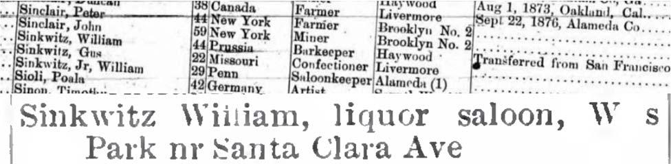 1879: Alameda County 1880: Living on 428 A Street in Hayward (William, Margaret, Charles and Matilda)
