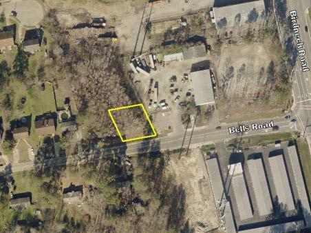 Land Uses and Zoning Districts North Wooded parcel / I-1 Light Industrial South Bells Road Single-family dwelling, wooded