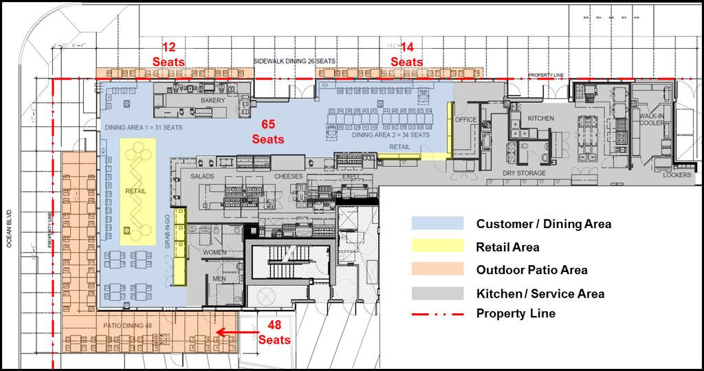 Proposed Alcohol Service and Consumption Areas/Floor Plan The layout of the proposed restaurant with incidental beer and wine sales is shown in Exhibit B below and includes a total of 139 seats,