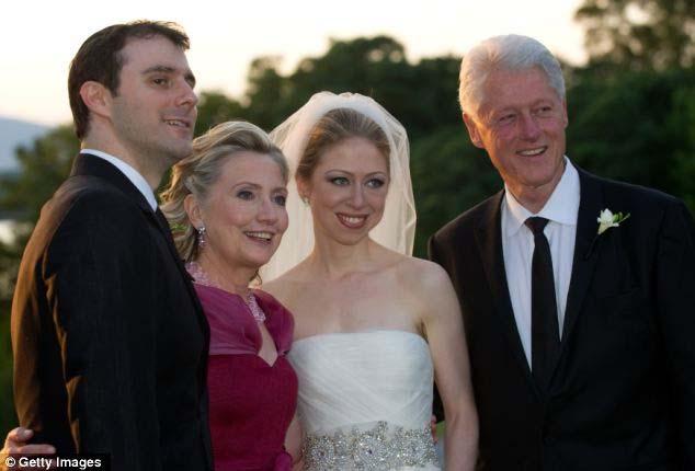 7 of 9 4/14/2015 1:24 PM Connections: The couple pose with Ms Clinton's parents, Bill Clinton and Hilary Rodham Clinton at their