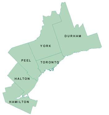 Figure 2.4 Share of 2015 GTHA Population by Municipality York 1,166,300 (16.2%) Durham 660,800 (9.2%) Peel 1,442,700 (20.0%) Halton 559,200 (7.8%) Hamilton 556,400 (7.7%) Toronto 2,826,500 (39.