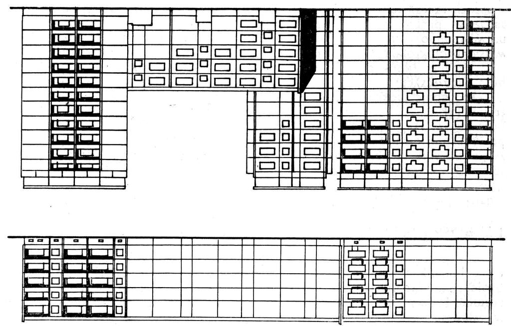 Figure 15. Building structure was arrangement as cross configuration (ref. Węglarz M., 1972) Szczecin System. Open dwellings system with large-size elements.