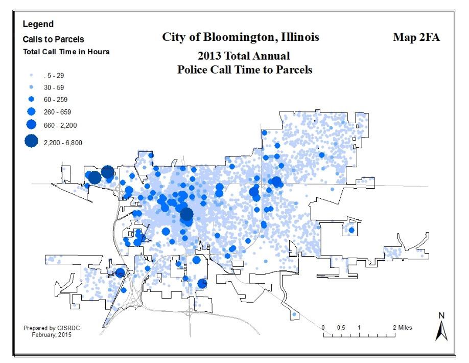 Public Safety is usually the biggest expense item 43% in Bloomington Call data from police and fire/ems Addresses in assessor s file used to assign police and