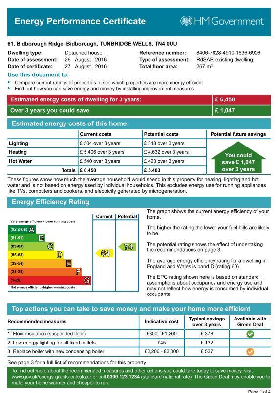 61 Bidborough Ridge Freehold Property Mains gas, electricity, water and sewerage Tunbridge Wells Borough Council, Band G Tel: 01892 514100 Email: info@maddisonsresidential.co.uk www.