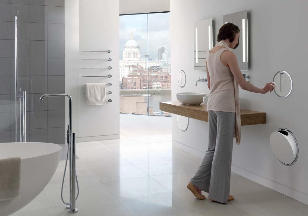 T39EL Heated Towel Rail RS2/W Build-In Tissue Dispenser FS3 Free-Standing Thermostatic