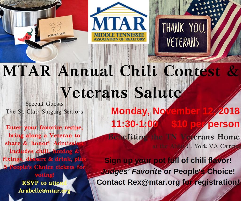 MTAR Coat Drive in November, Chili Contest and Veterans Salute RealTracs