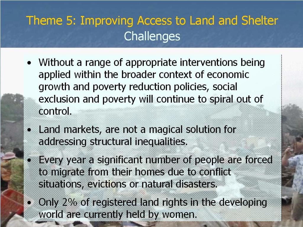 Theme 4: Making Land Markets Work for All The Way Forward Improve primary land delivery to boost land markets. Don t leave social housing to market forces.