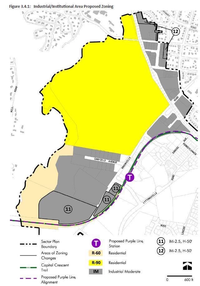 Industrial/Institutional Area Site 12 Existing: R-90 Proposed: IM Reason: New Zoning code addresses compatibility