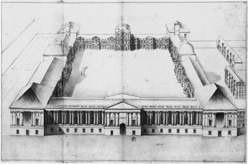 Claude Perrault, perspective bird s-eye view of the Cour Carrée (Louvre), from the east, 1663 In the early sixteenth century, Francis I s architects planned to expand the palace into a more spacious