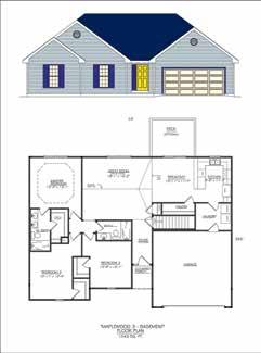 Option 1: The Maplewood 3 offers 3 bedrooms and 2 bathrooms in 1,543 square feet finished with 2-car garage. Great room will have a vaulted ceiling with a ceiling fan.