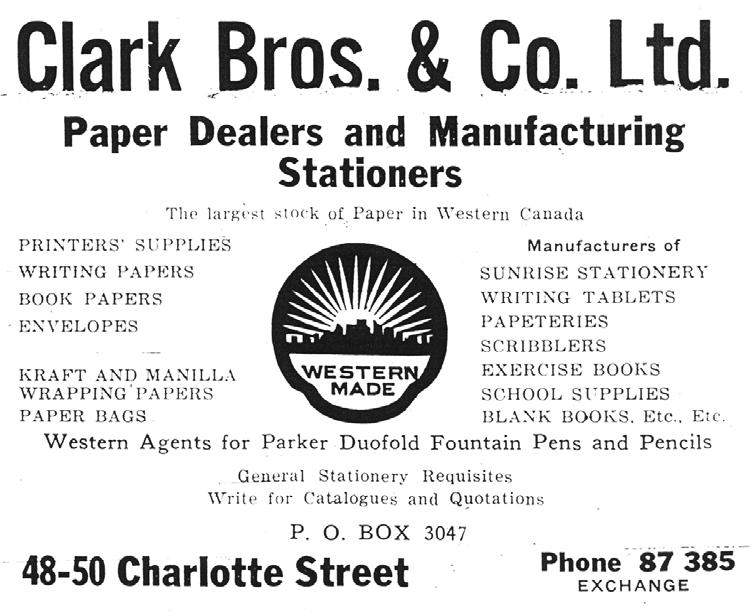 Plate 21 - Advertisement for Clark Brothers, 1927.