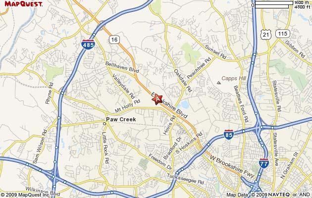 http://www.mapquest.com/print Page 1 of 1 1/18/2010 Notes Map of 6148 Brookshire Blvd Charlotte, NC 28216-2427 Convenient location just minutes from uptown Charlotte, I-85 and I-485!