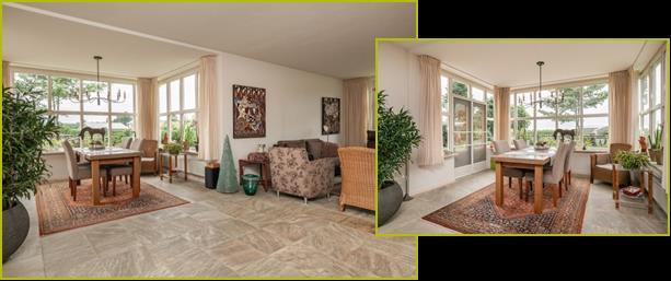 The living room has a tiled floor with underfloor heating, stucco walls and a stucco