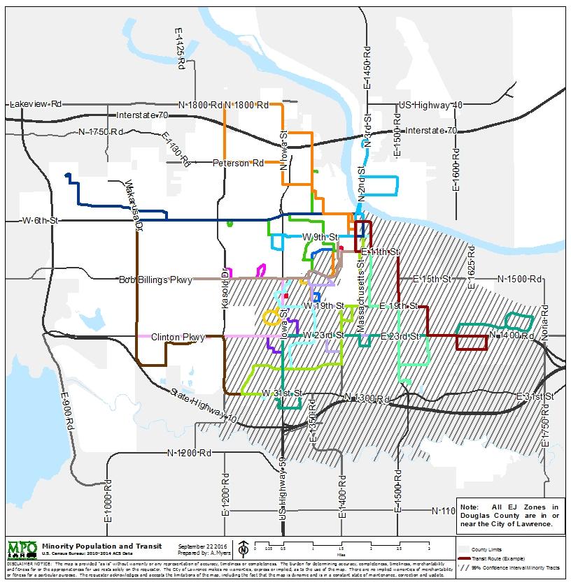 Figure E-1: Minority Populations and Fixed Route Transit- Douglas