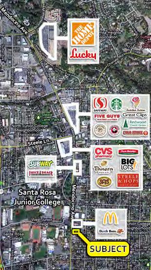 Regional Retail Location Across from Santa Rosa Junior College & High School Near McDonalds, Safeway Marketplace, Taco Bell, CVS Pharmacy, and a new Chic-Fil-A Current Income is $13,000± / Mo / Gross