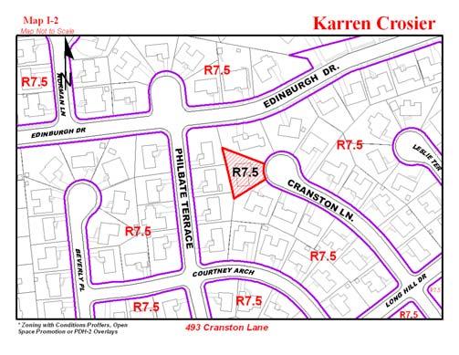 Case #2 Karren Crosier DESCRIPTION OF REQUEST: requests a variance to an 11 foot rear yard setback (West side) instead of 20 feet as required (Proposed Screened Patio Additions) LOCATION: 493