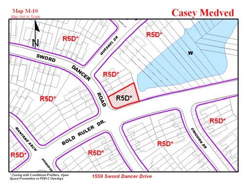 Case #10 Casey Medved DESCRIPTION OF REQUEST: requests a variance to a 23 foot setback for side yards adjacent to a street (Bold Ruler Drive) instead of 30 feet as required (Proposed 6 Foot Fence)