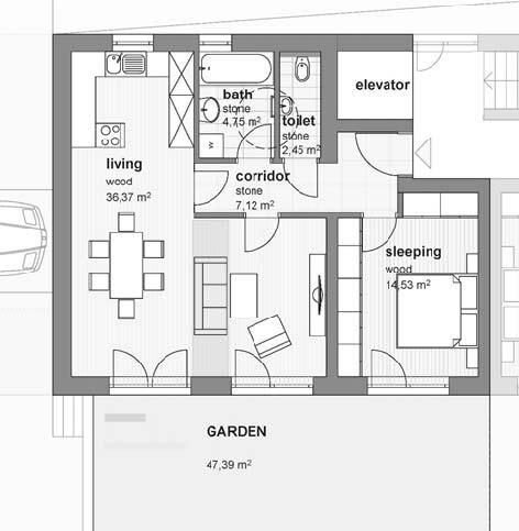 FLEXIBLE BUILDING CONSTRUCTION 169 Fig. 6. Variant 1: spacious 1 bedroom apartment with open FLEX zone 3.4.