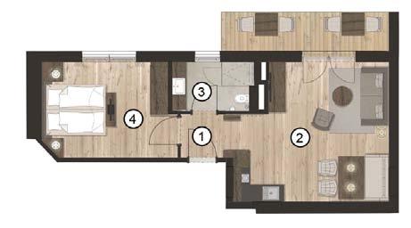 Haus 2 - Apartment 203 Ground Floor 1 bedroom 48m
