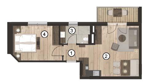 Haus 2 - Apartment 213 First Floor 1 bedroom 48m