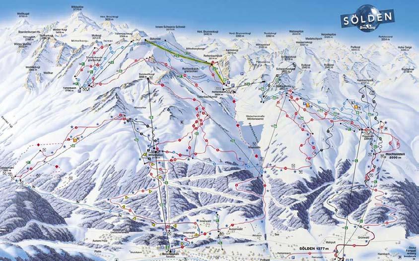 Sölden - 144km skiing Winter and Skiing Sölden is Austria s only ski area with three mountains above 3,000m which are all accessible by lifts or gondolas.