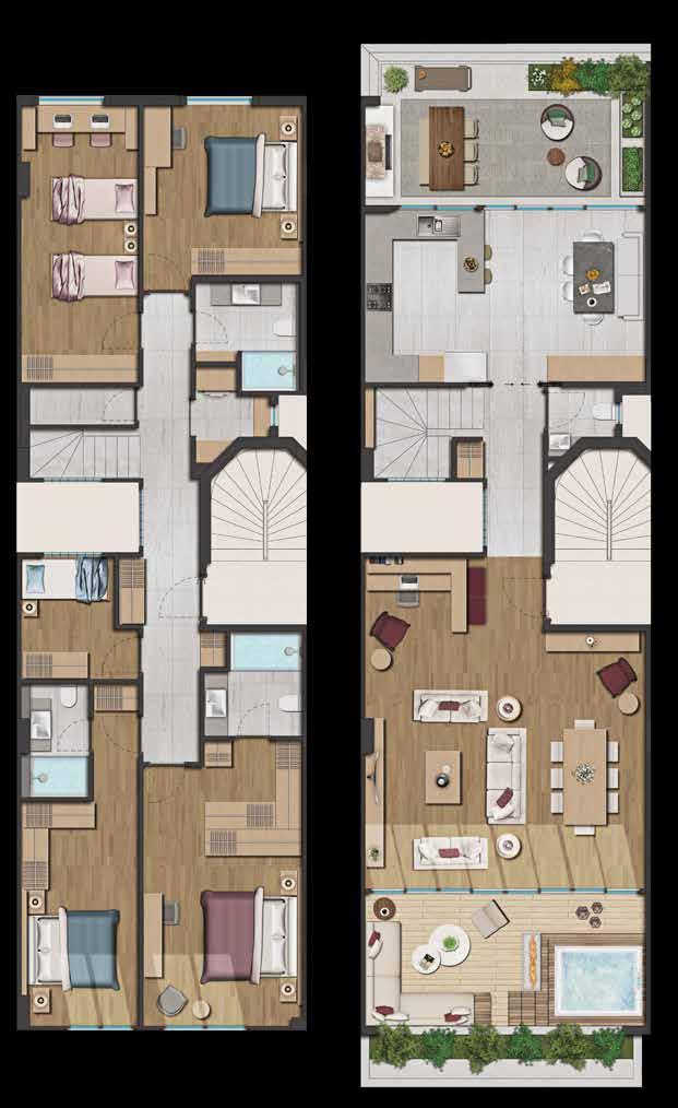 Housemade 4,4 m² 9 Working 3,7 m² 10 Bath 3,8 m² 6 Bedroom 1 16,2 m² 7 Bedroom Bath 3,4 m² 8 Bedroom 2 16,6 m² 9 Bedroom 3 14,3 m² P.