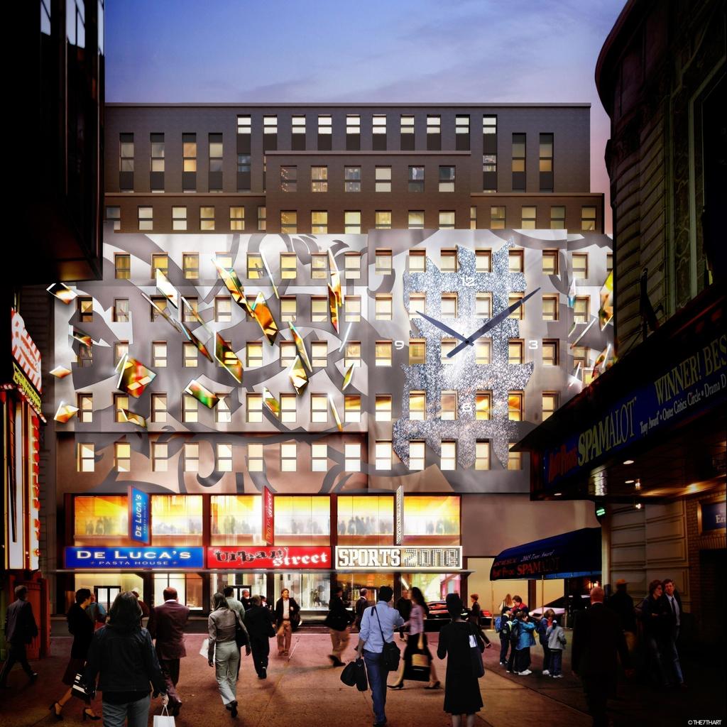 A hotel or timeshare complex in the Times Square Building will have easy access to the millions of people who come to New York City to see Broadway shows The Times Square Building stands in the heart