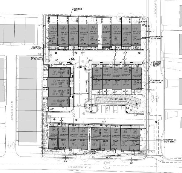 Page 10 6 5 3 4 2 1 Proposed site plan (with building numbers added for identification) Site and Design: The applicant proposes to construct 27 townhouses in six buildings on the site.