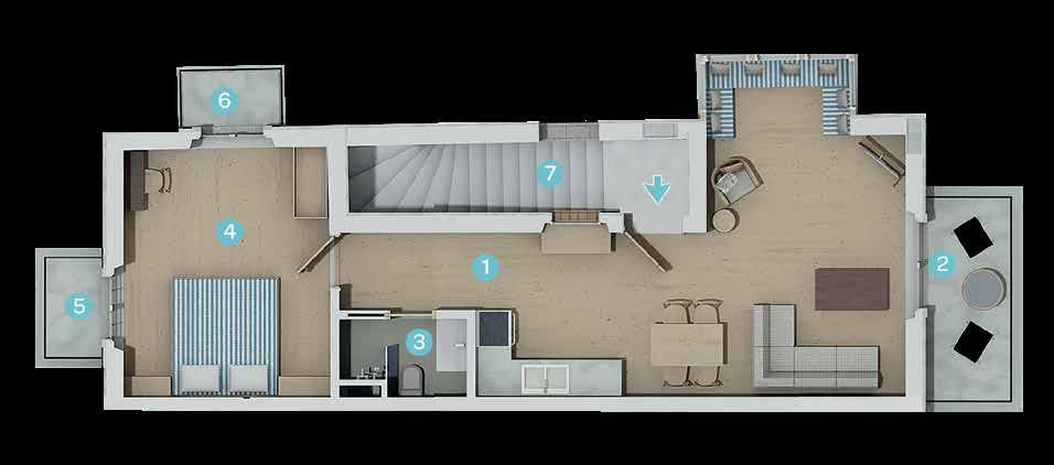 HOUSE NO 13 1+1 1. Living Room, Kitchen: 30,87 m 2 2. Balcony: 4,76 m 2 3. Bathroom: 2,74 m 2 4.