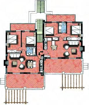 Type D apartment plans 2 of the 8 apartments are shown below.