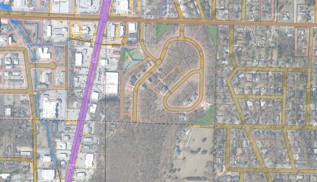 Current Extent of Service Example Summit Place: New versus old Summit Place sits behind older commercial development and contains drainage easements for most of its