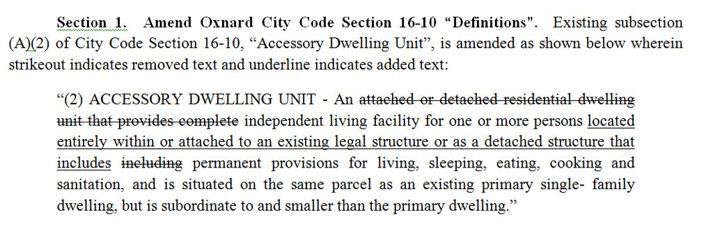 Zoning Text Amendments, continued: Clean up of Accessory Dwelling Unit (ADU)