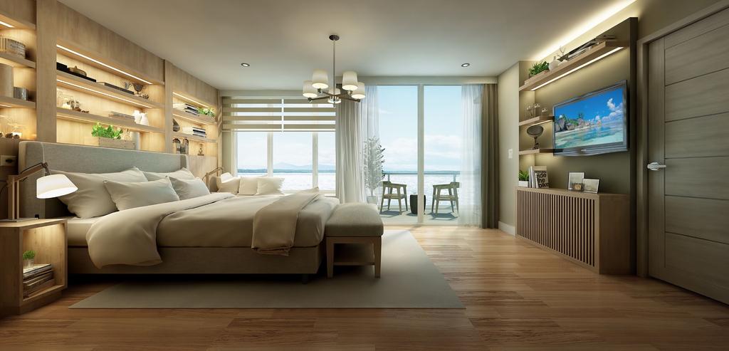 Bedroom Finishes and Deliverables Wood Laminate Flooring Built-in Cabinets