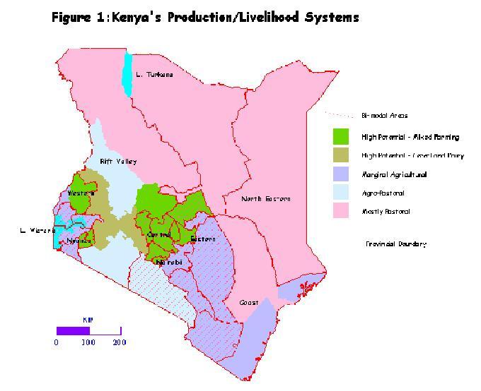 A BRIEF COUNTRY PROFILE Kenya s Production Systems Population: Over 40 million Area: 582,646 Sq. Km Land mass: 97.8% Water Surface: 2.