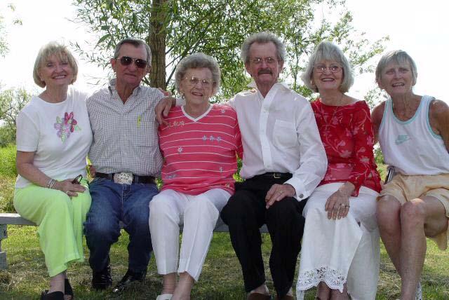 The children of Petra Necholena Hanson and Leonore A Ness in 2004 (photo provided by Sharon Kay Smestad [Burke] ) L to R: Beverly Joan Ness Wilhelmi, Robert Ward Ness, Phyllis Udell Ness Smestad,