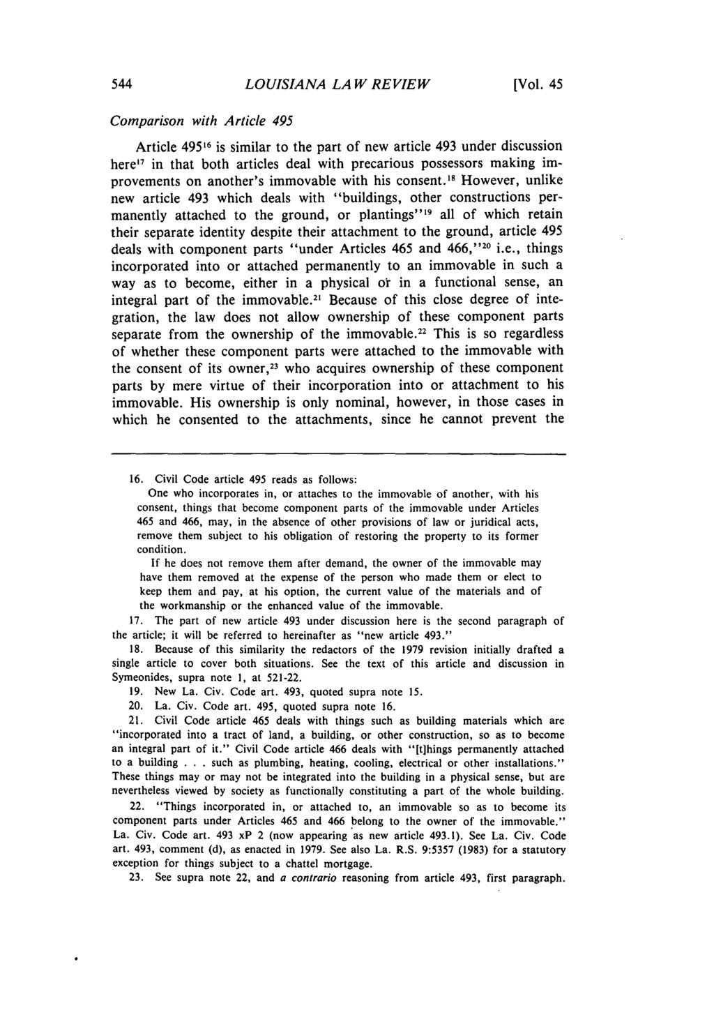 Comparison with Article 495 LOUISIANA LA W REVIEW [Vol.