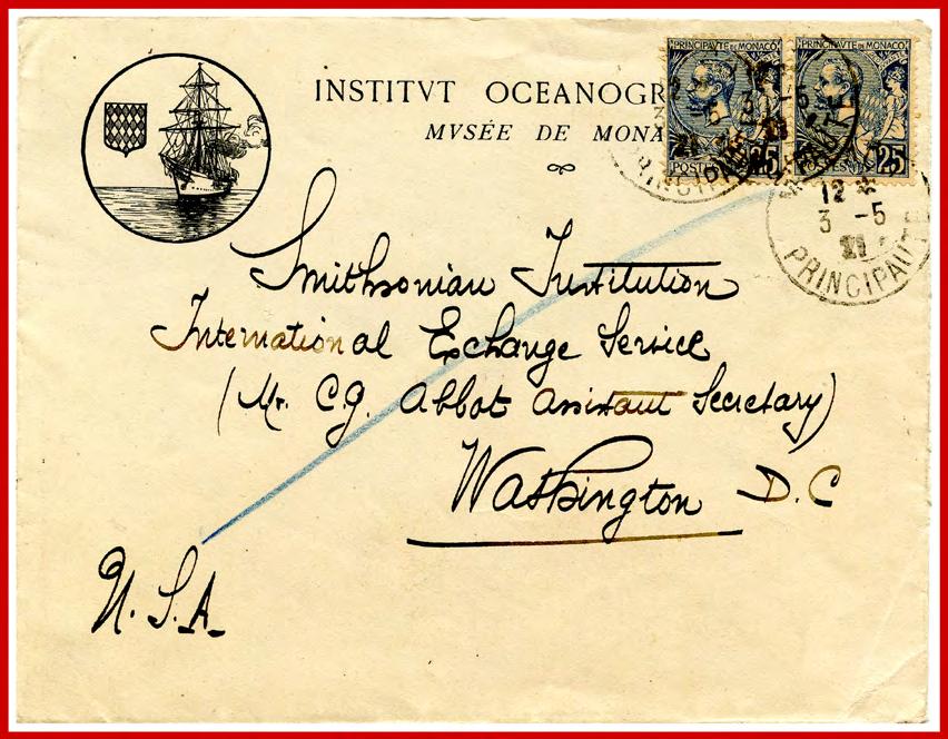 Official Institute Mail International Surface Letter Monaco to