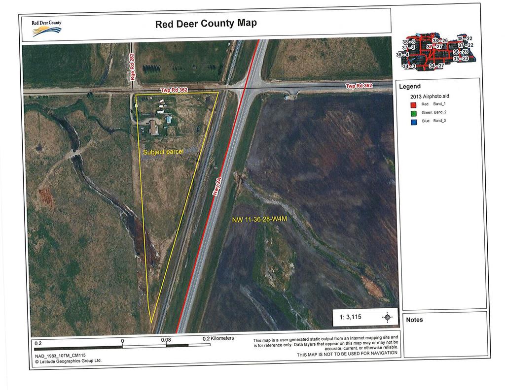 Red Deer County Map Pt NW 11-36-28-4 (Division 3) application for a Warehousin... Page 45 of 68 D. P.:Milani -tf,liew argimmiimimminimm 37 Of 111.1, 34.3 34-27 egend 26 2013 Airphato.