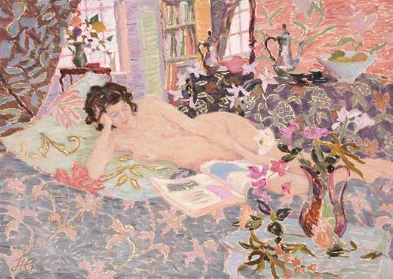134883 Odalisque 42 x 60 inches Oil and gold leaf on canvas WALLY FINDLAY GALLERIES INTERNATIONAL, INC.