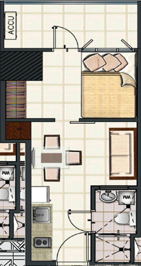 1-Bedroom Garden Unit Floor Plan 1-Bedroom Garden Unit (29.79 sq.m.) Living / Dining Room 7.
