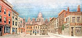 London Street 40 x 21-40 lbs Brick and stone houses along a typical London street, with