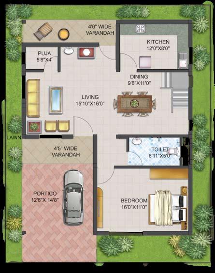 Area Statement for EAST FACING PLOTS Plot No 10-16 Size 45 X50 Plot Area Ground Floor * Portico First Floor Staircase Headroom Total Area SBA # 2250