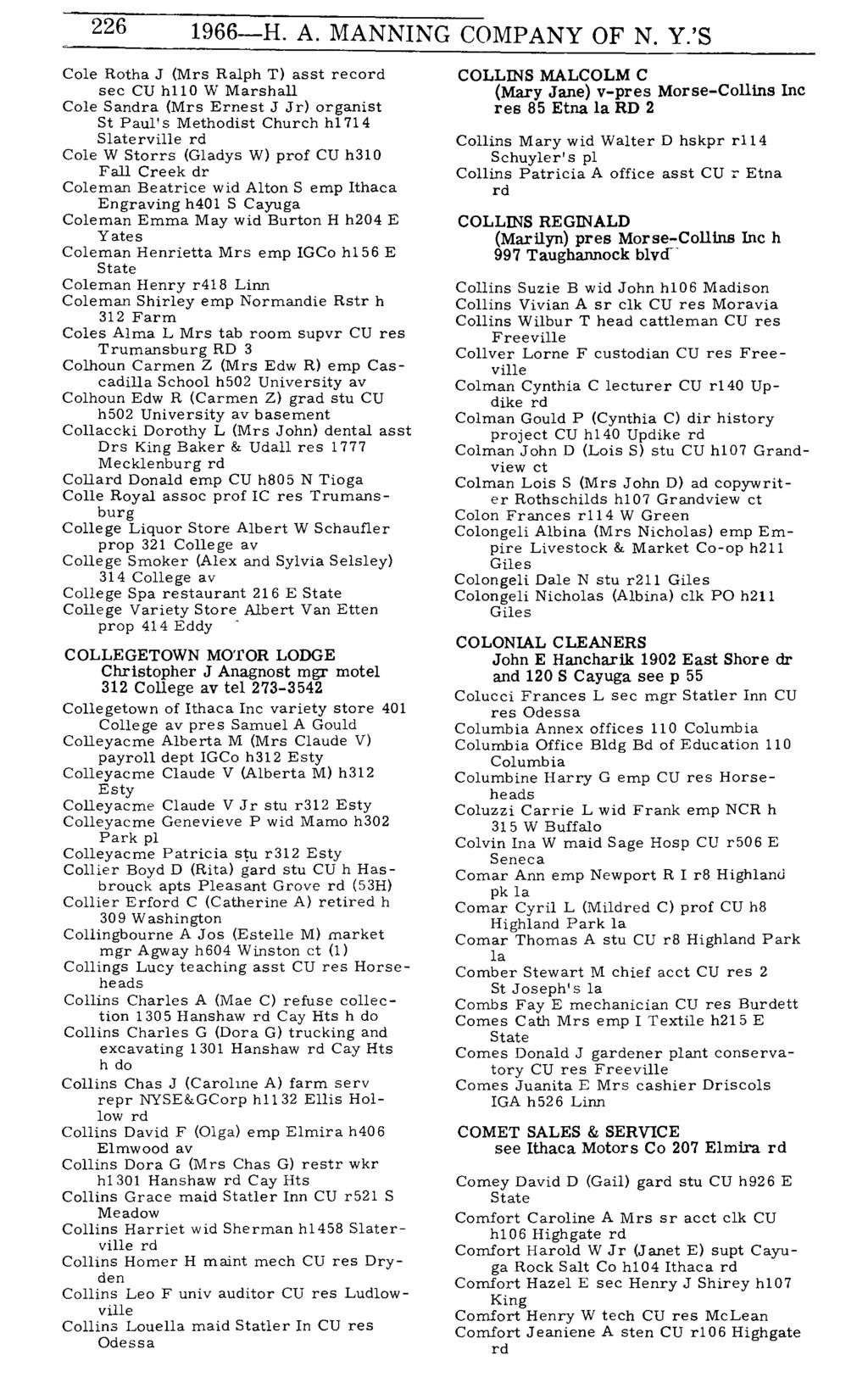 226 1966-H. A. MANNING COMPANY OF N. Y.