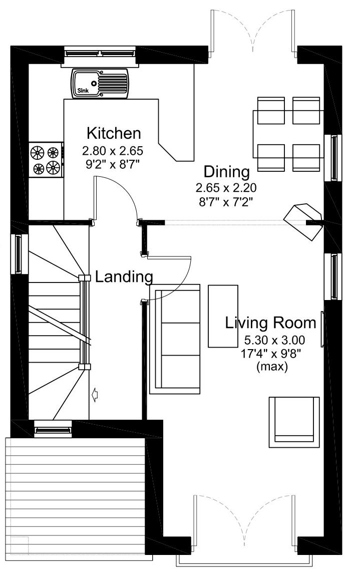 1 (7'9" x 6'9") Total living area: 926ft 2 Garage: 149ft 2 Optional windows subject to development